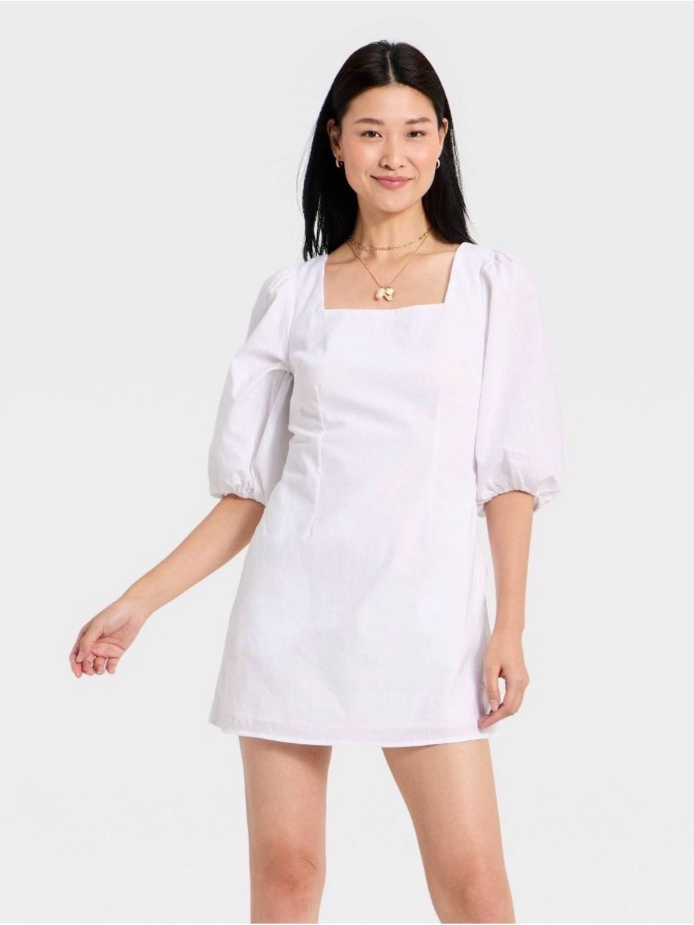 Women's White Large 12-14 Linen Mini Slip Dress - A New Day